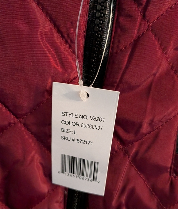 Quilted Burgundy Vest with Black Accents - Picture 2 of 7